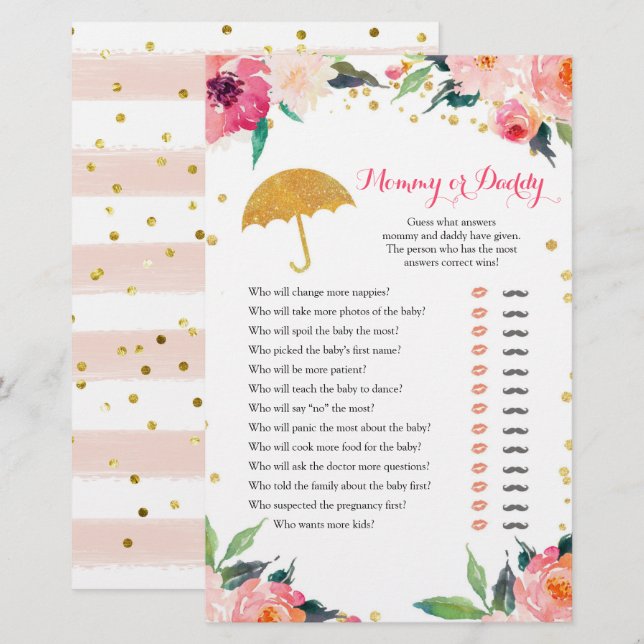 Gold Floral April Showers Mummy or Daddy (Front/Back)