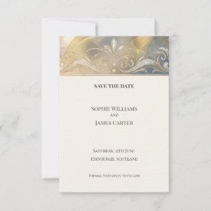 Gold Floral Art Deco Save The Date