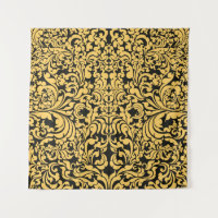 Gold floral art pattern on a black, Thai art vinta