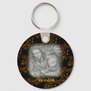 Gold Floral Art Photo Frame Personalised Key Ring