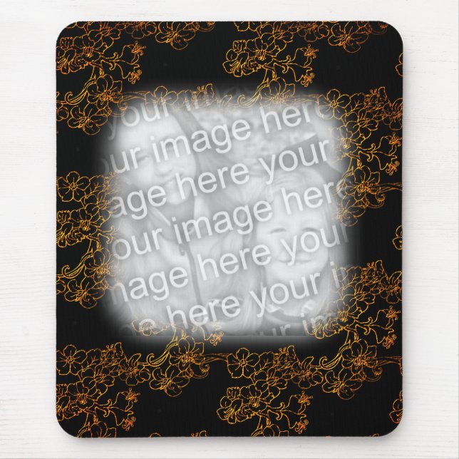 Gold Floral Art Your Photo Frame Mouse Mat (Front)