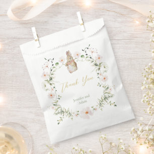Gold Floral Baby Bunny Baby Shower Favour Bags