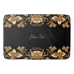 Gold Floral Bath Mat