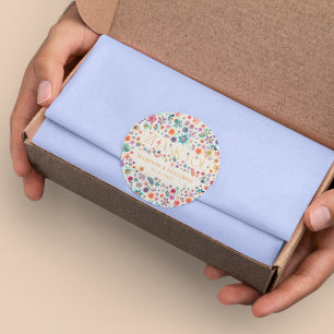 Gold Floral Beige Boho Thank You Wedding Favour Classic Round Sticker