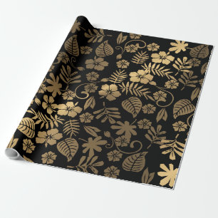 Gold Floral & black Wrapping Paper