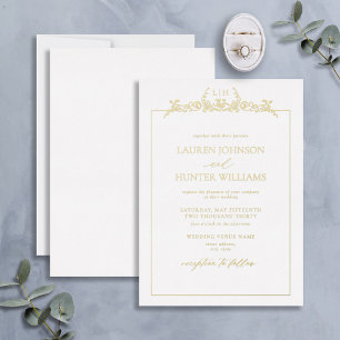 Gold Floral Border Monogram Wedding