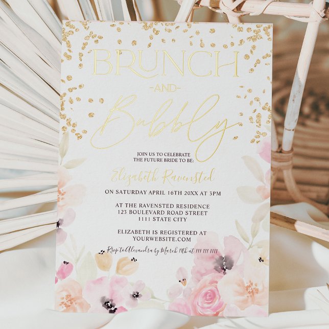 Gold floral brunch bubbly bridal shower (Creator Uploaded)