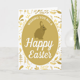 Gold Floral Bunny Easter Egg, Easter Card