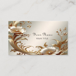 Gold Floral Business Card