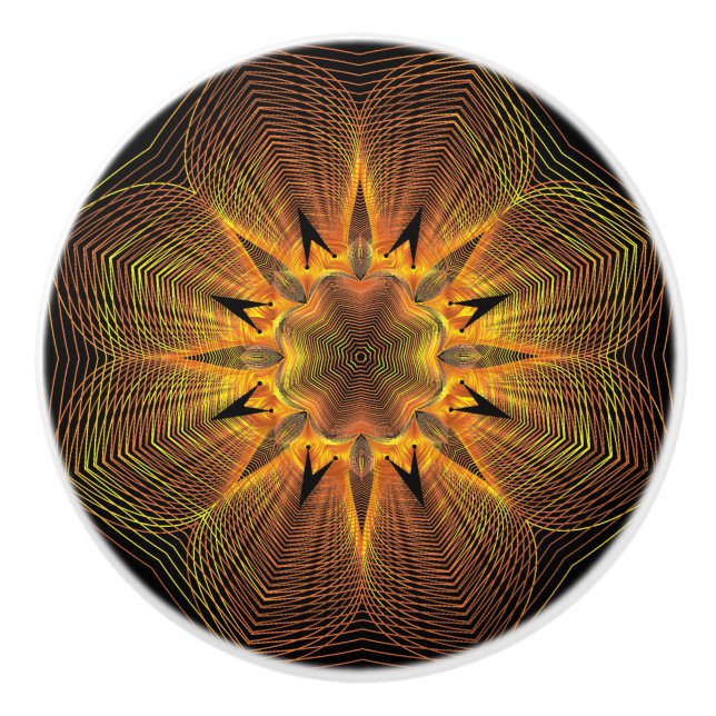 Gold Floral Ceramic Furniture Cabinet Knobs (Front)