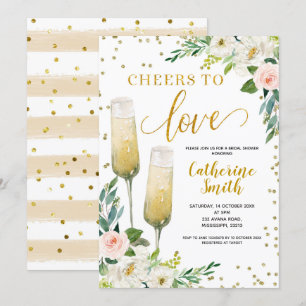 Gold Floral Cheers to Love Bridal Shower Invitation