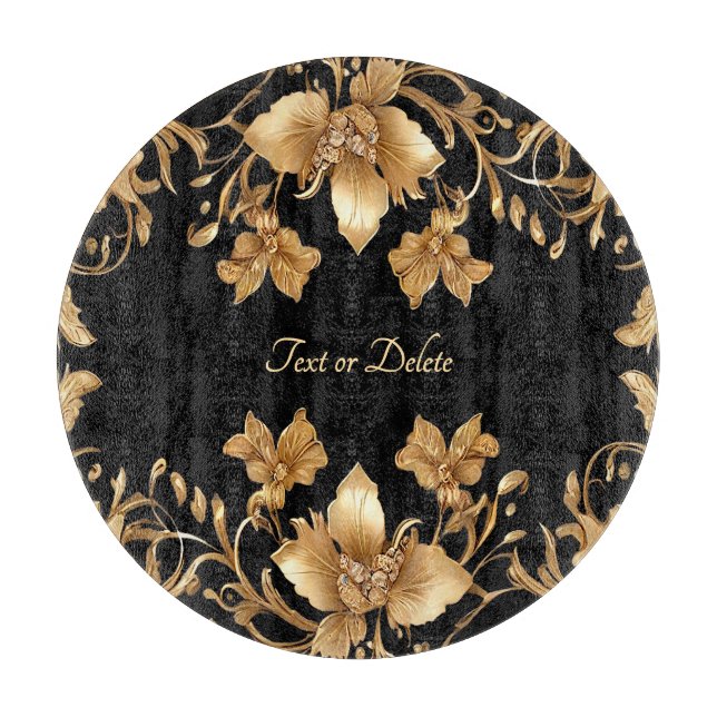 Gold Floral Cutting Board (Front)