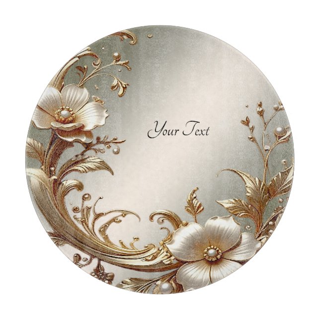 Gold Floral Cutting Board (Front)