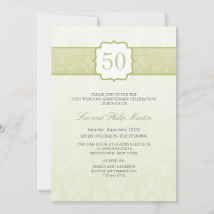 Gold Floral Damask 50th Wedding Anniversary Invite