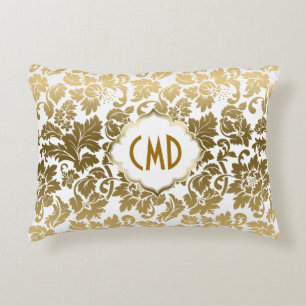 Gold Floral Damask Decorative Cushion