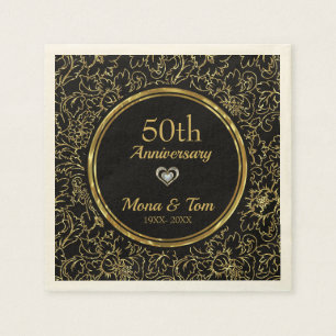 Gold Floral Damask Pattern Napkin