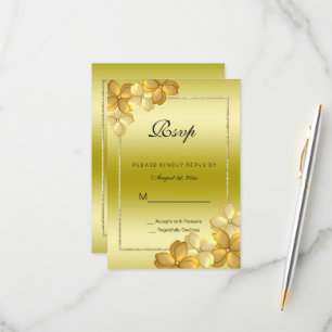 Gold Floral Decoration & Glitter 60th Birthday RS RSVP Card