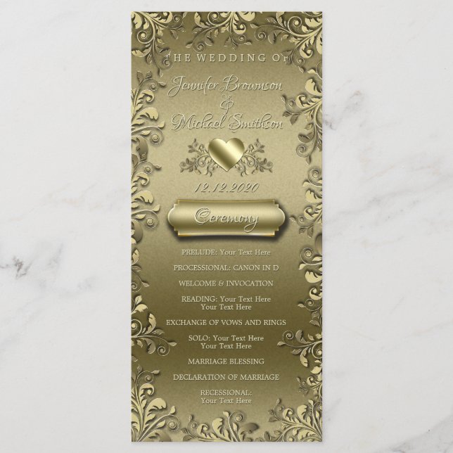 Gold Floral Elegant baroque vintage art Programme (Front)