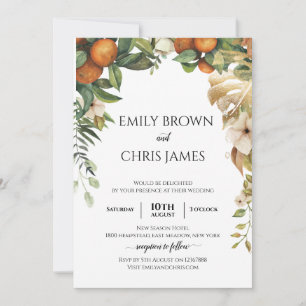 Gold Floral   Elegant Eucalyptus Greenery Invitation