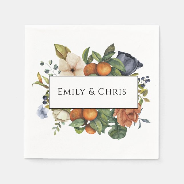 Gold Floral | Elegant Eucalyptus Greenery Napkin (Front)