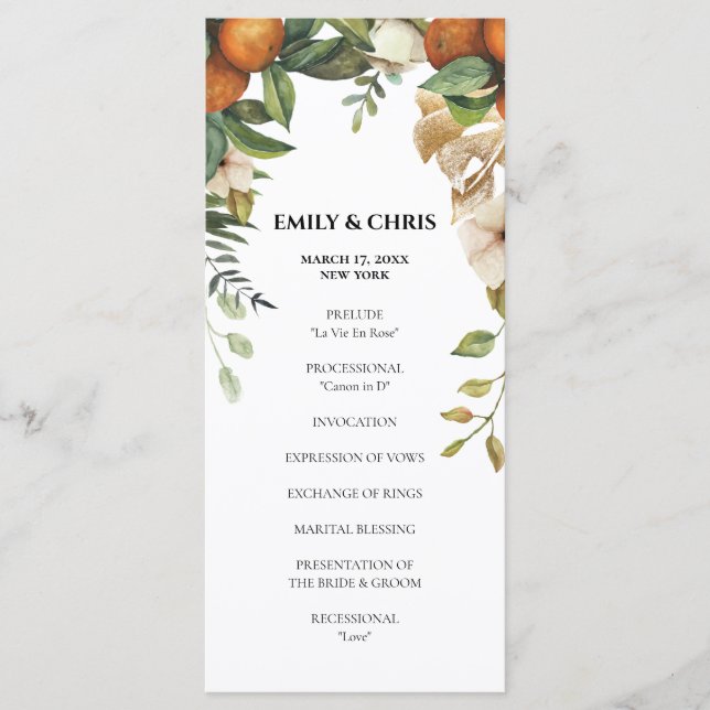 Gold Floral | Elegant Eucalyptus Greenery Programme (Front)