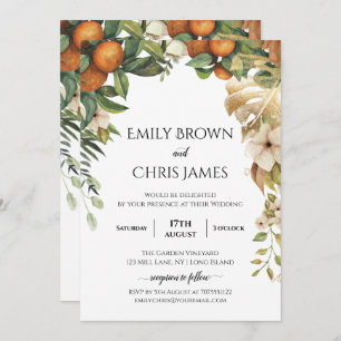 Gold Floral   Elegant Eucalyptus Greenery Wedding Invitation