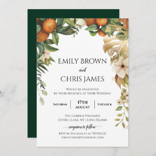 Gold Floral   Elegant Eucalyptus Greenery Wedding Invitation