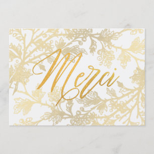 Gold Floral Elegant Merci Custom Thank You Cards
