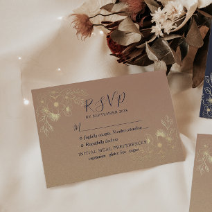 Gold Floral Elegant Modern Wedding  RSVP Card