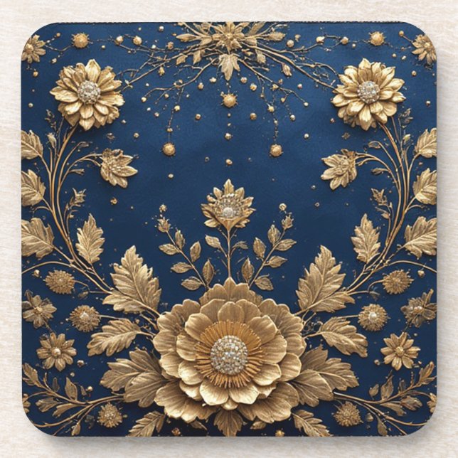 Gold Floral Embellishment Coaster (Front)