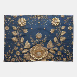 Gold Floral Embellishment Tea Towel