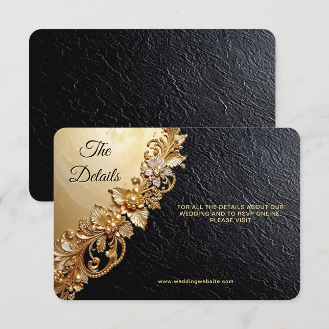 Gold Floral Embellishments Detail Enclosure Card (Front/Back)