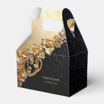 Gold Floral Embellishments Favor Box
