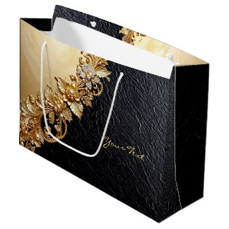 Gold Floral Embellishments Gift Bag
