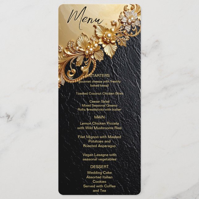 Gold Floral Embellishments Menu (Front)