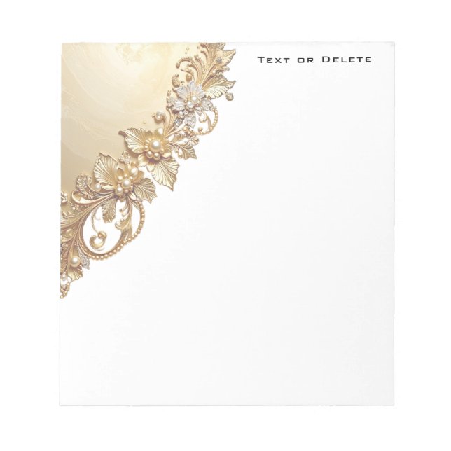 Gold Floral Embellishments Notepad (Front)