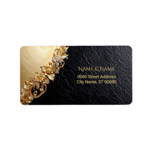 Gold Floral Embellishments Return Address Label