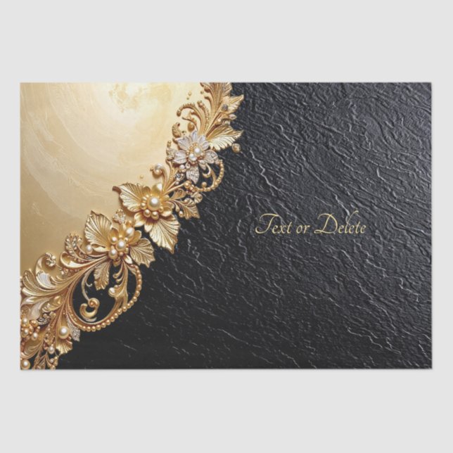 Gold Floral Embellishments Tissue Paper (Front)
