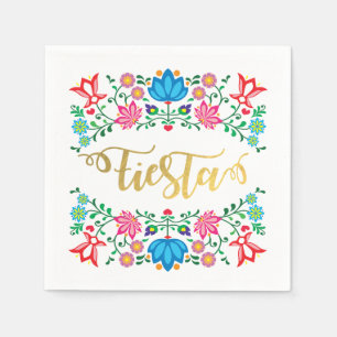 Gold Floral Fiesta Mexican Folkart Napkins