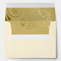Gold Floral Filigree Elegant Curls Cream Wedding