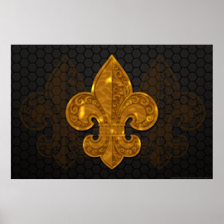 Gold Floral Fleur Poster #1