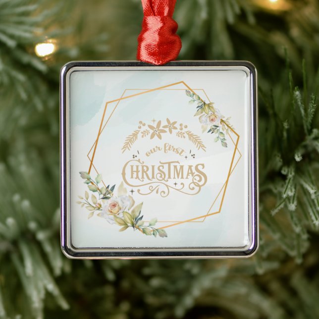 Gold, Floral Fram Christmas Married Metal Tree Decoration (Tree)