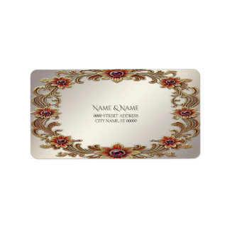 Gold Floral Frame Return Address Label