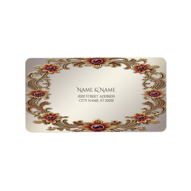 Gold Floral Frame Return Address Label (Front)