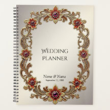 Gold Floral Frame with Red Stones Planner
