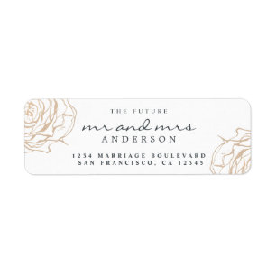 Gold Floral Future Mr Mrs Wedding Return Address