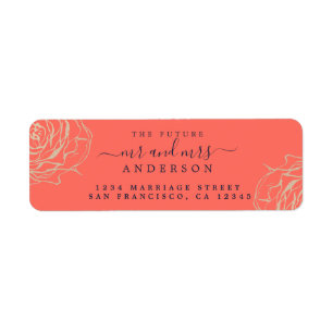 Gold Floral Future Mr Mrs Wedding Return Address