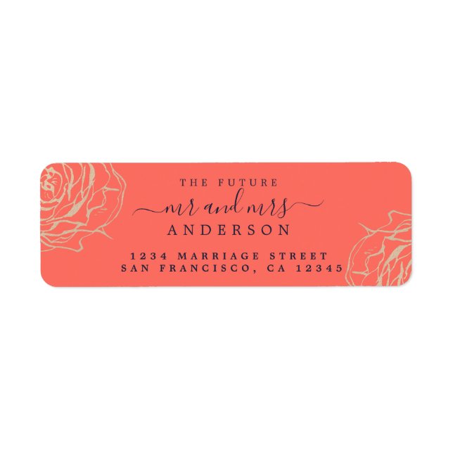 Gold Floral Future Mr Mrs Wedding Return Address (Front)