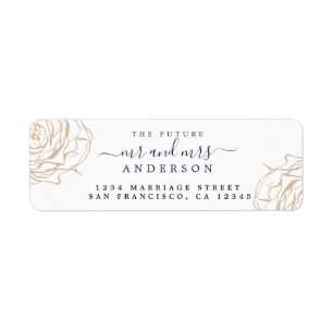 Gold Floral Future Mr Mrs Wedding Return Address