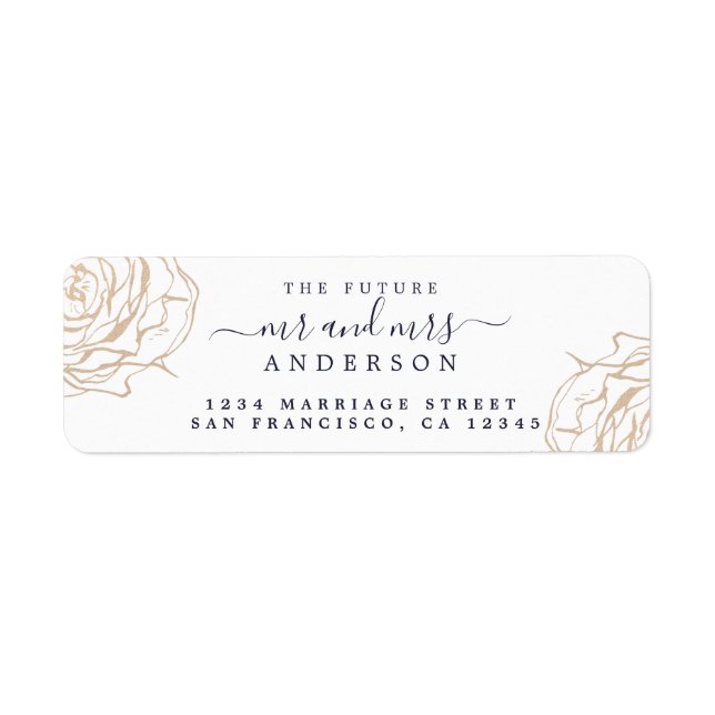Gold Floral Future Mr Mrs Wedding Return Address (Front)